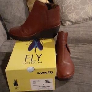 Fly London Red Leather booties